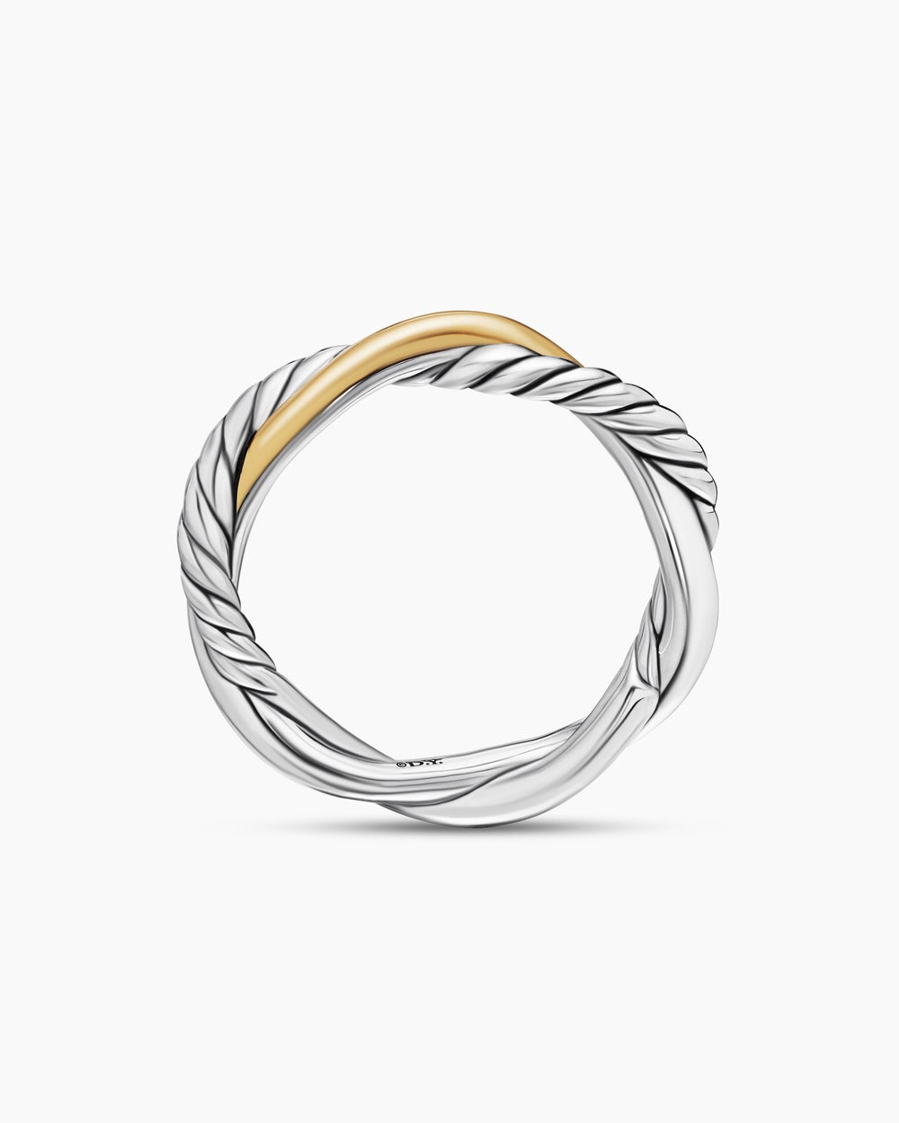 Womens Petite Infinity Band Ring in Sterling Silver with 14K Yellow Gold, 4mm