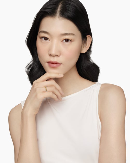 Womens Petite Infinity Band Ring in Sterling Silver with 14K Yellow Gold, 4mm