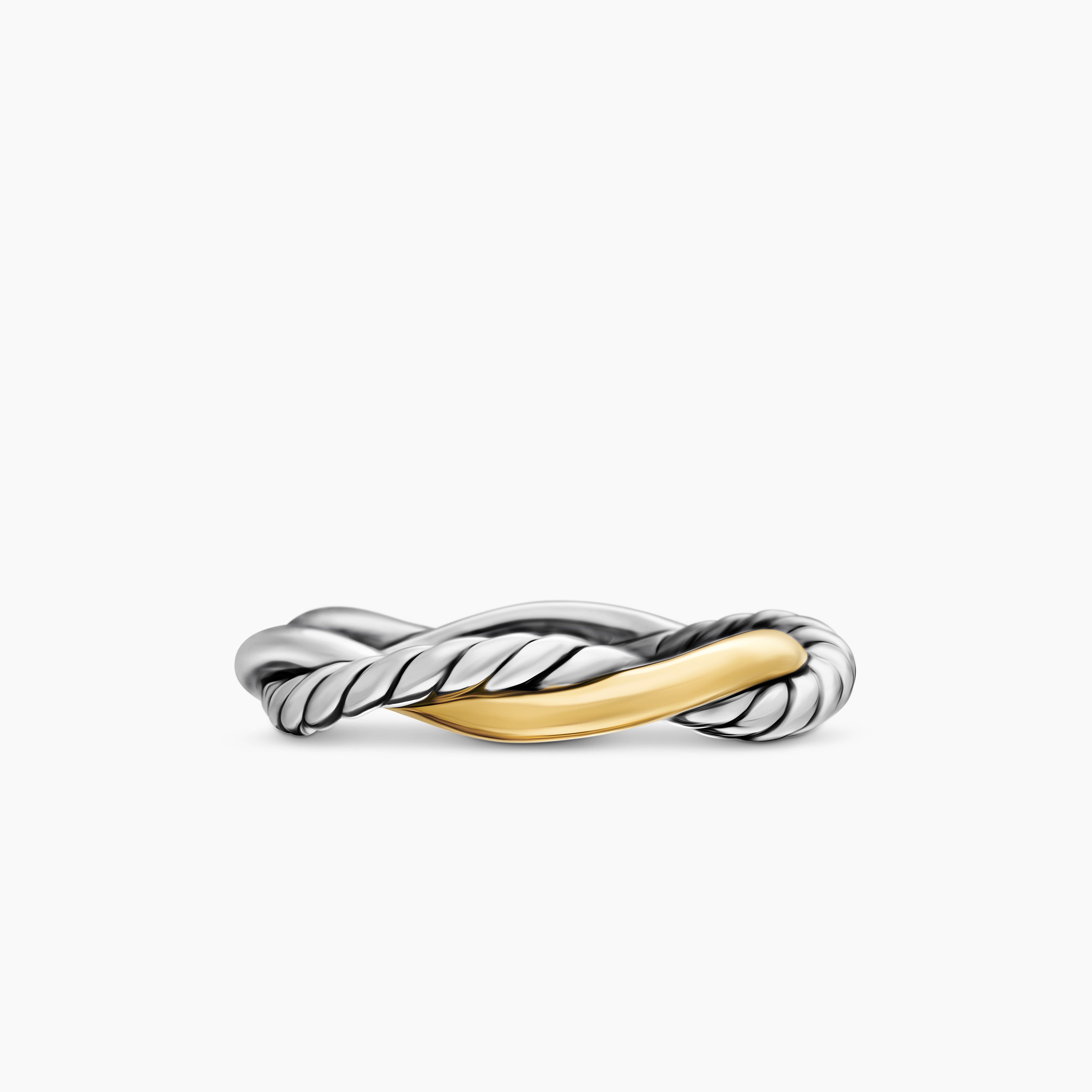 Petite bague Infinity en argent sterling avec or jaune 14 carats, 4 mm pour femmes 