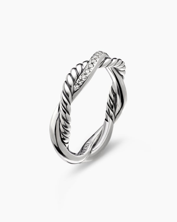 Petite Infinity Band Ring in Sterling Silver with Diamonds, 4mm