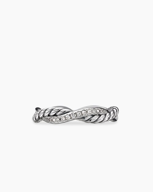 Womens Petite Infinity Band Ring in Sterling Silver with Diamonds, 4mm
