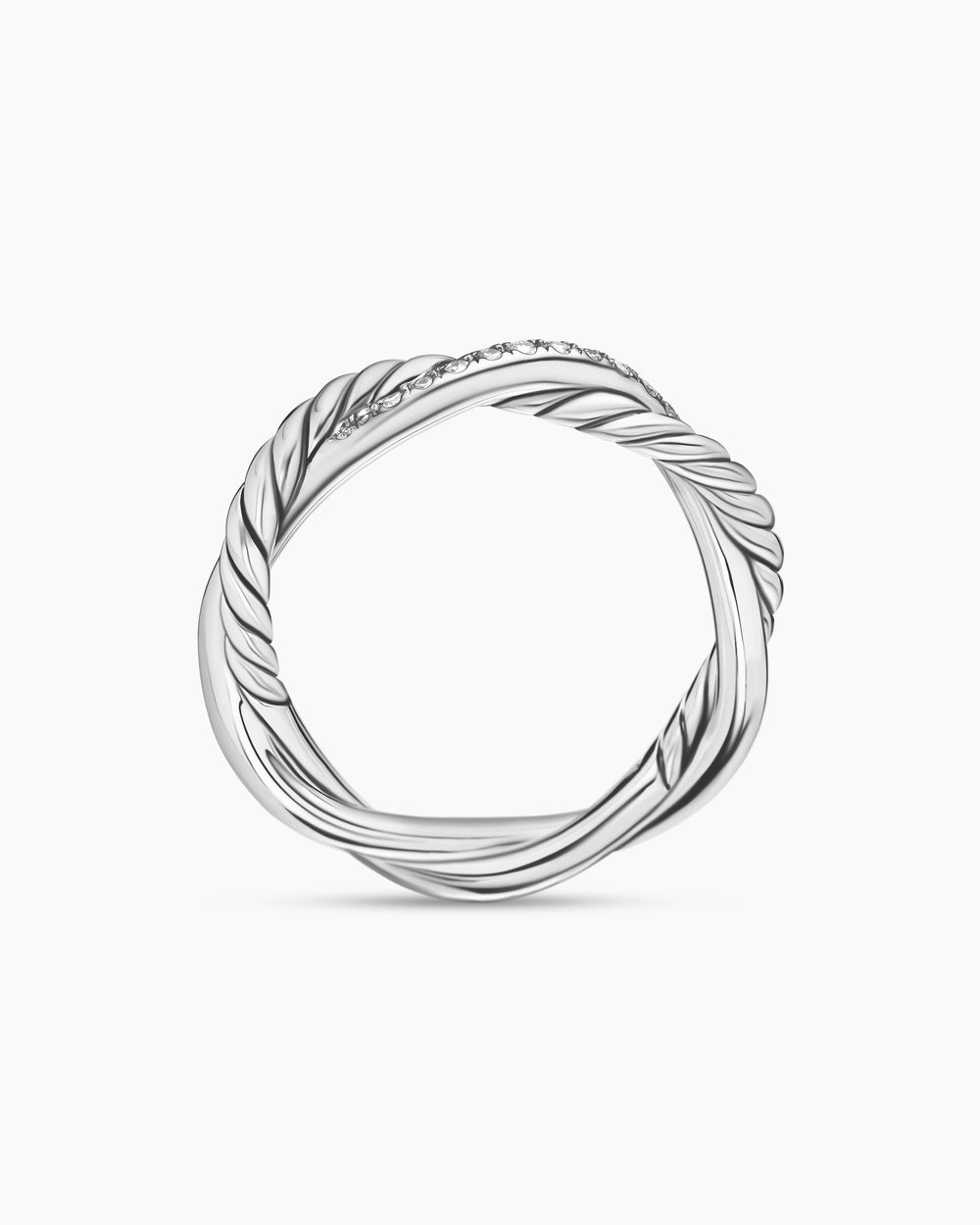 Womens Petite Infinity Band Ring in Sterling Silver with Diamonds, 4mm