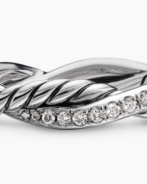 Womens Petite Infinity Band Ring in Sterling Silver with Diamonds, 4mm