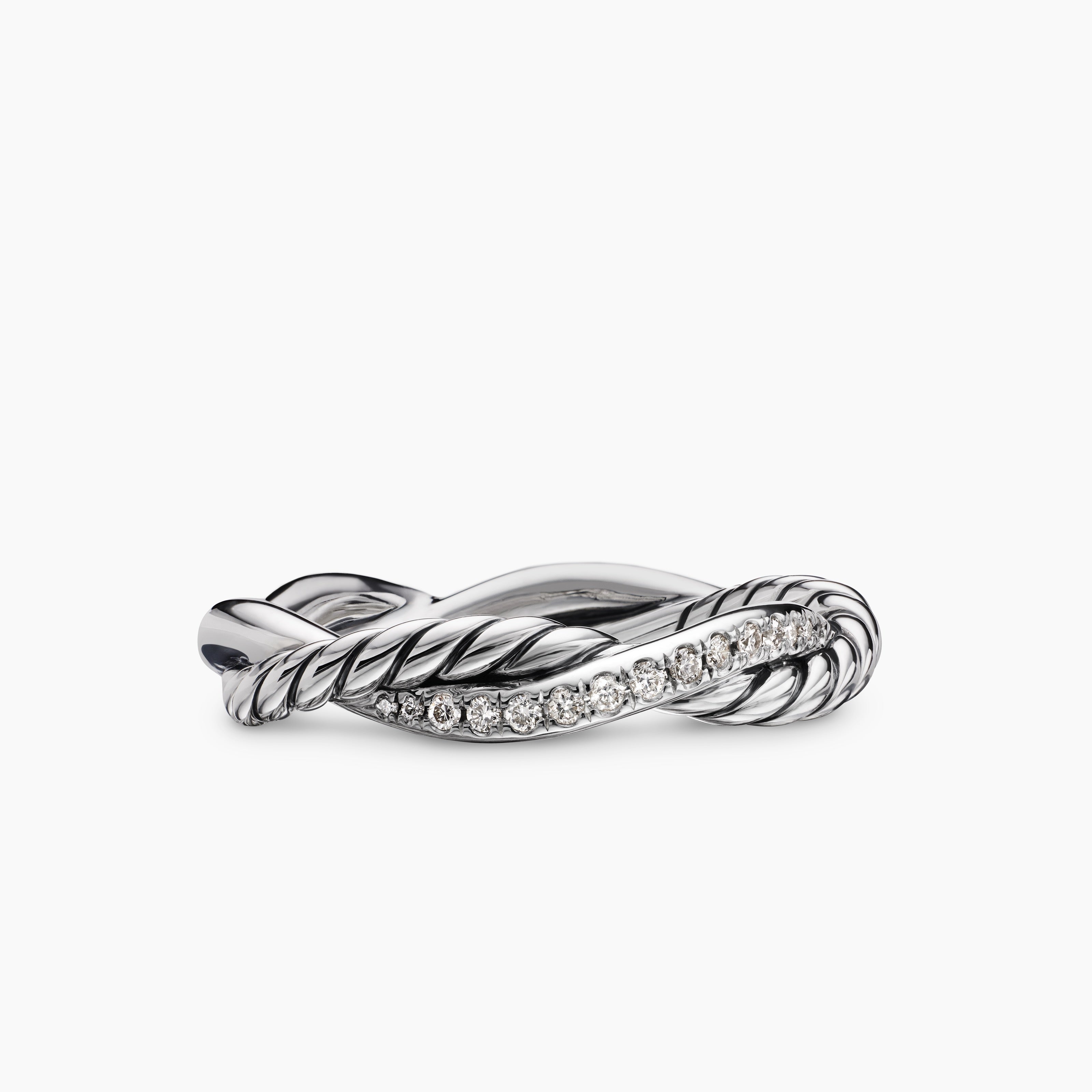 Womens Petite Infinity Band Ring in Sterling Silver with Diamonds, 4mm