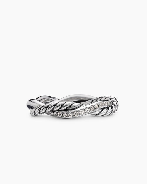Womens Petite Infinity Band Ring in Sterling Silver with Diamonds, 4mm