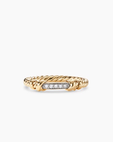 Petite Helena Wrap Band Ring in 18K Yellow Gold with Diamonds, 4mm