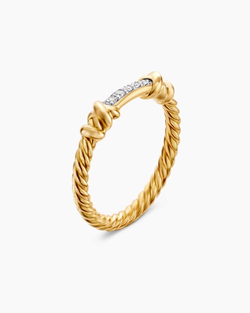 Womens Petite Helena Wrap Band Ring in 18K Yellow Gold with Diamonds, 4mm
