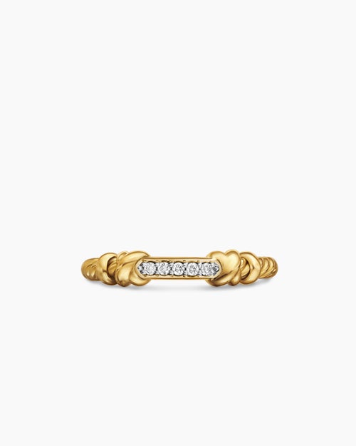 Womens Petite Helena Wrap Band Ring in 18K Yellow Gold with Diamonds, 4mm
