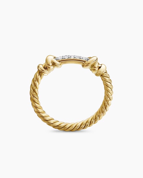 Womens Petite Helena Wrap Band Ring in 18K Yellow Gold with Diamonds, 4mm