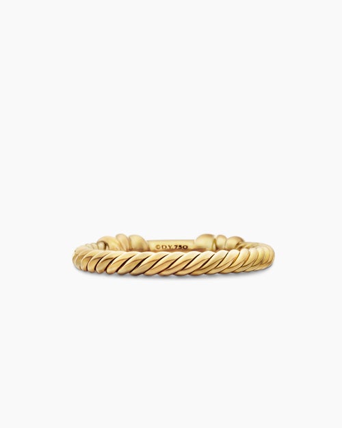 Womens Petite Helena Wrap Band Ring in 18K Yellow Gold with Diamonds, 4mm