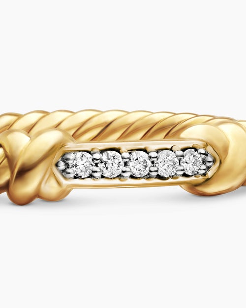 Womens Petite Helena Wrap Band Ring in 18K Yellow Gold with Diamonds, 4mm