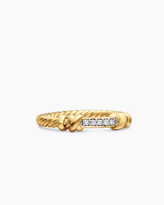Petite Helena Wrap Band Ring in 18K Yellow Gold with Diamonds, 4mm