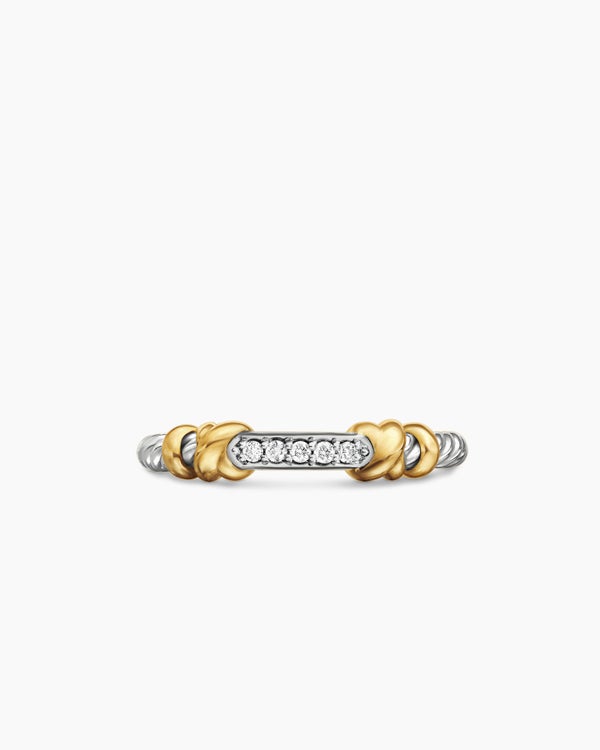Petite Helena Wrap Band Ring in Sterling Silver with 18K Yellow Gold and Diamonds, 4mm
