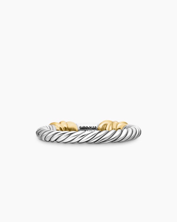 Petite Helena Wrap Band Ring in Sterling Silver with 18K Yellow Gold and Diamonds, 4mm
