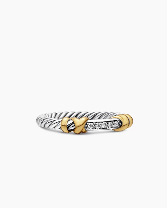 Petite Helena Wrap Band Ring in Sterling Silver with 18K Yellow Gold and Diamonds, 4mm