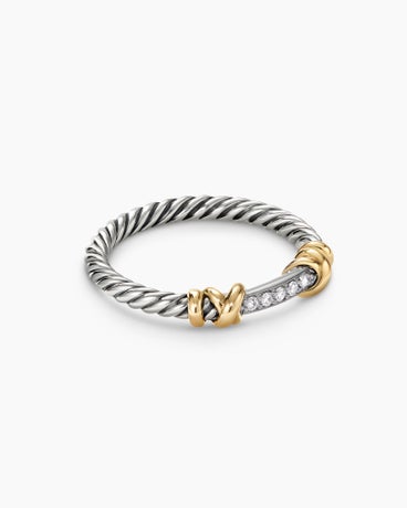 Petite Helena Wrap Band Ring in Sterling Silver with 18K Yellow Gold and Diamonds, 4mm