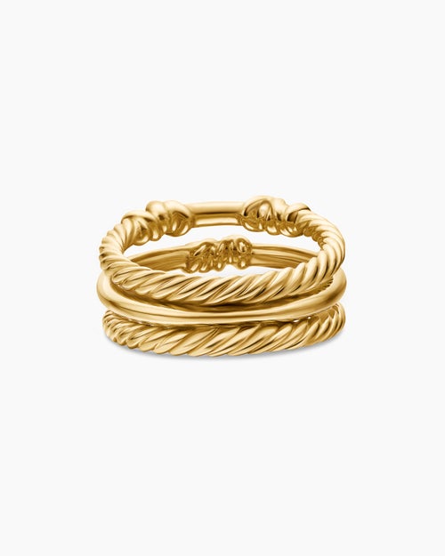 Womens Petite Helena Wrap Three Row Ring in 18K Yellow Gold with Diamonds, 12mm