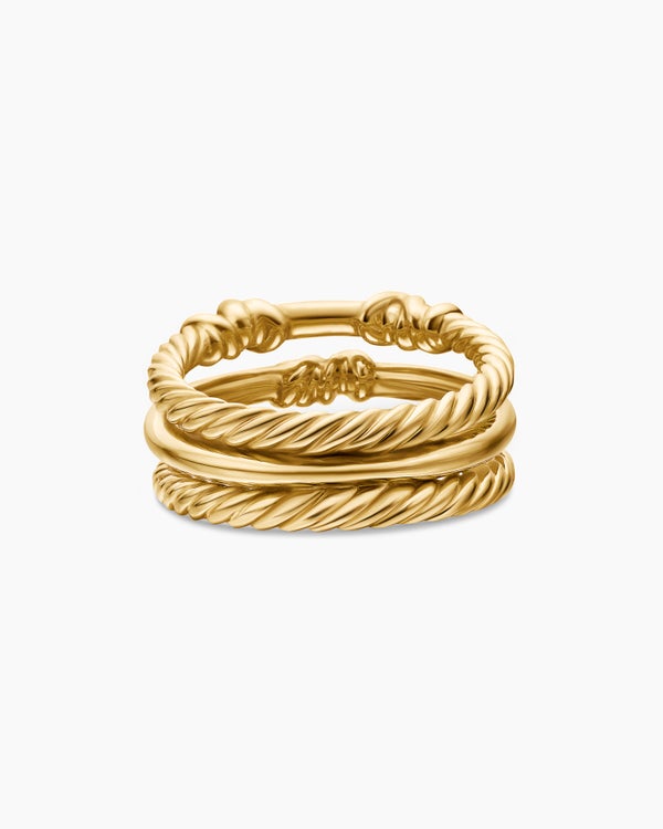 Bague Petite Helena à trois rangs enveloppante en or jaune 18 carats avec diamants, 12 mm