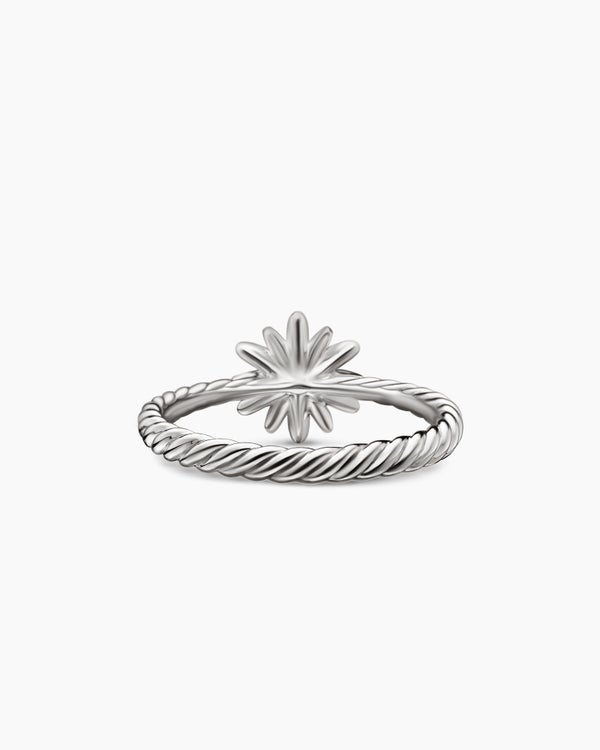 Petite Starburst Ring in Sterling Silver with Diamonds, 10mm