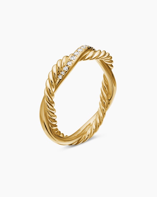 Petite Infinity Band Ring in 18K Yellow Gold with Diamonds, 4mm
