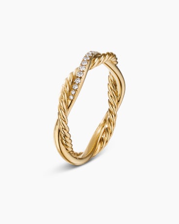 Petite Infinity Band Ring in 18K Yellow Gold with Diamonds, 4mm
