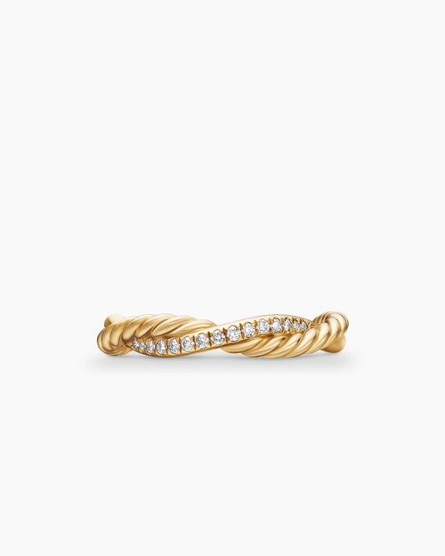 Womens Petite Infinity Band Ring in 18K Yellow Gold with Diamonds, 4mm
