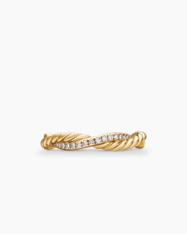 Petite Infinity Band Ring in 18K Yellow Gold with Diamonds, 4mm