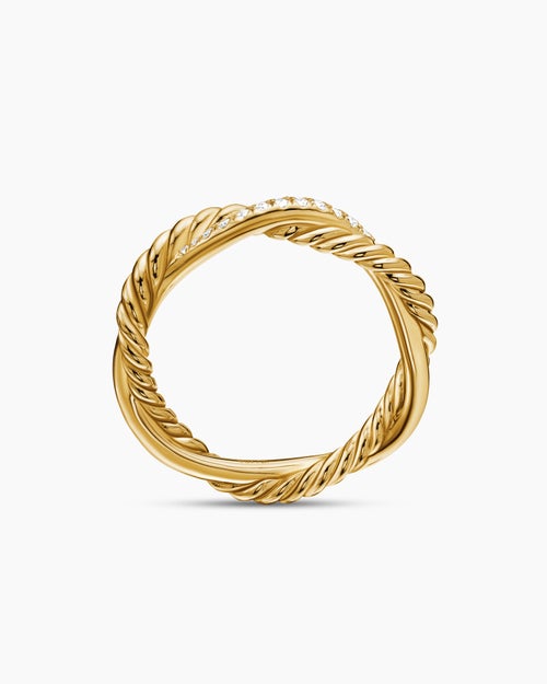 Womens Petite Infinity Band Ring in 18K Yellow Gold with Diamonds, 4mm