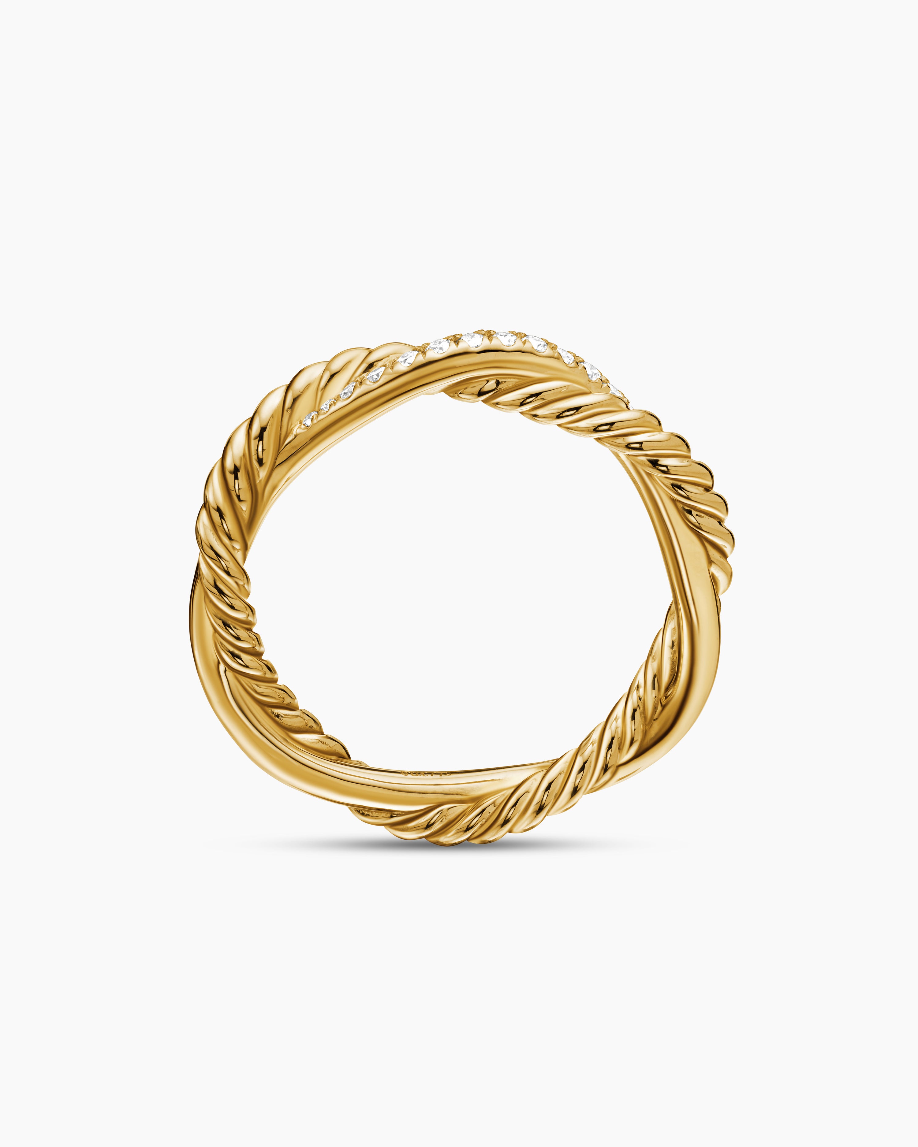 Petite Infinity Band Ring in 18K Yellow Gold with Diamonds, 4mm | David ...