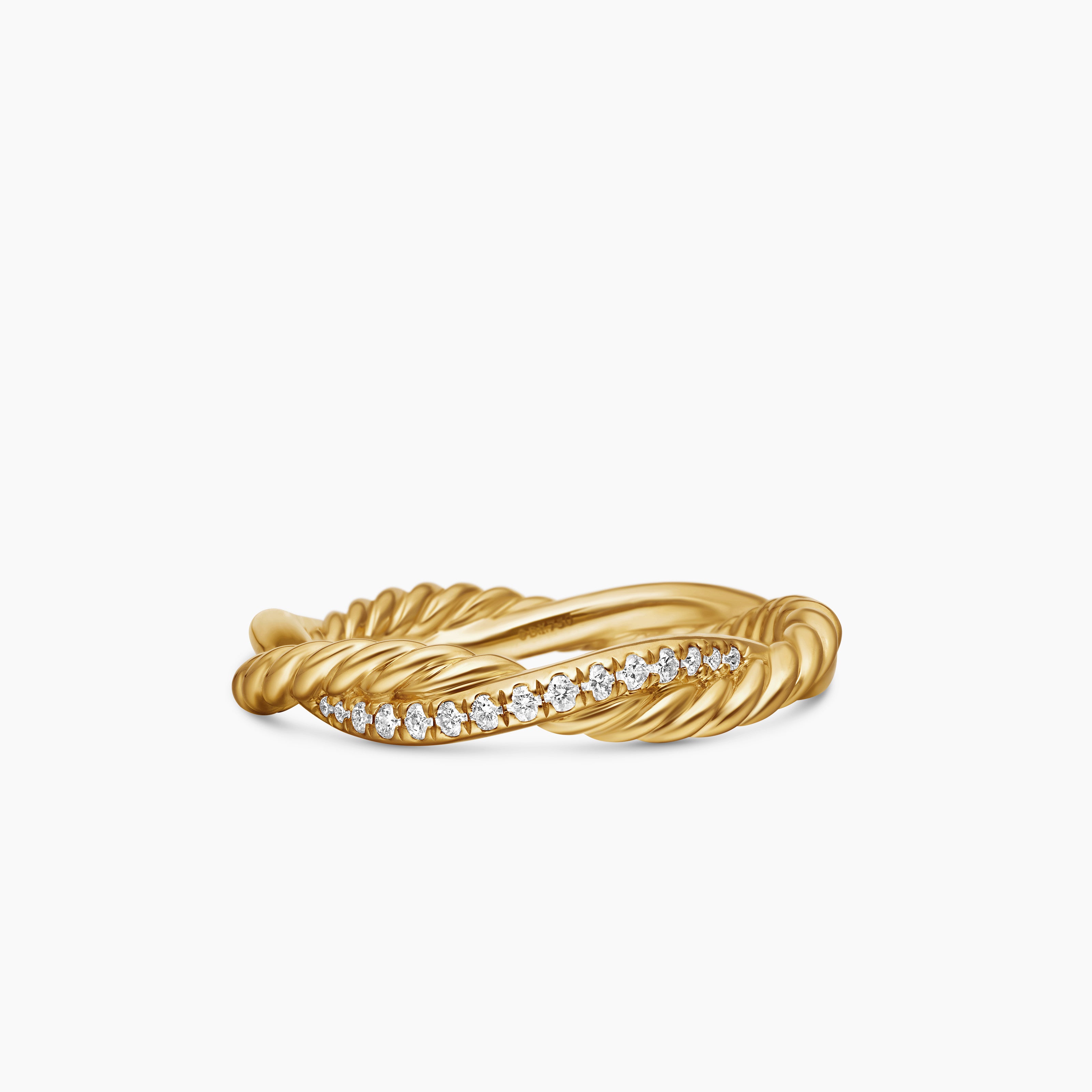 Womens Petite Infinity Band Ring in 18K Yellow Gold with Diamonds, 4mm