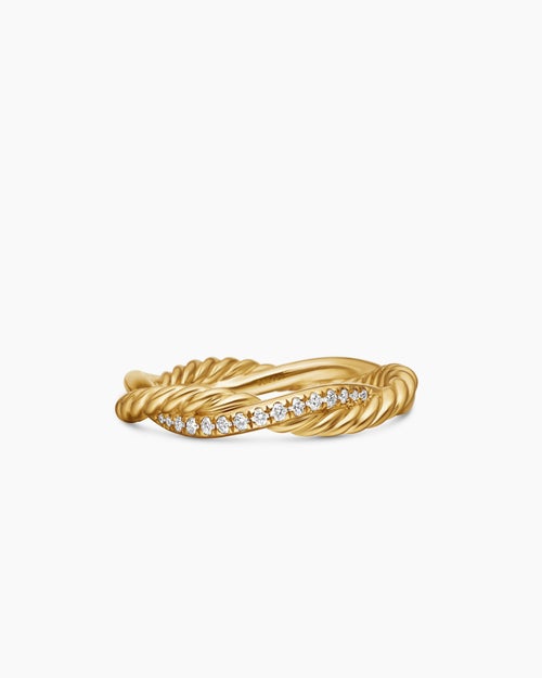 Womens Petite Infinity Band Ring in 18K Yellow Gold with Diamonds, 4mm