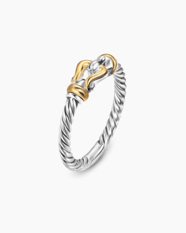 Petite Buckle Ring in Sterling Silver with 18K Yellow Gold, 2mm
