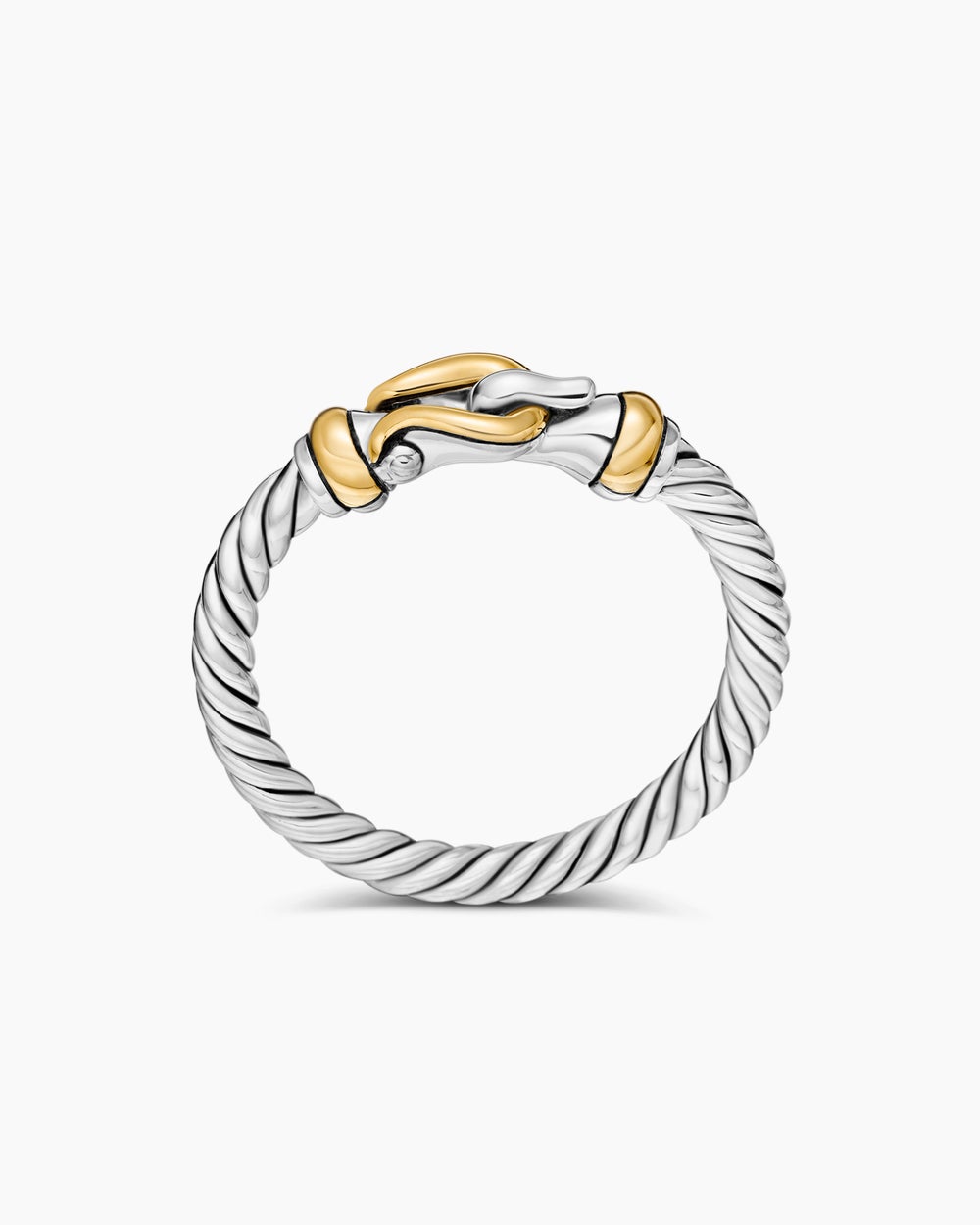 Womens Petite Buckle Ring in Sterling Silver with 18ct Yellow Gold, 2mm