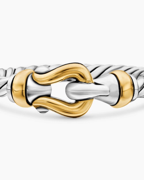 Womens Petite Buckle Ring in Sterling Silver with 18K Yellow Gold, 2mm