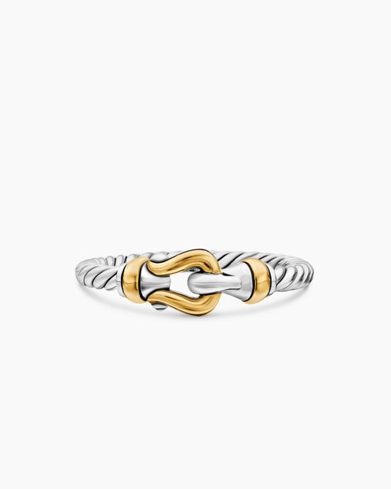 Petite Buckle Ring in Sterling Silver with 18K Yellow Gold