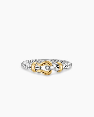 Petite Buckle Ring in Sterling Silver with 18K Yellow Gold, 2mm