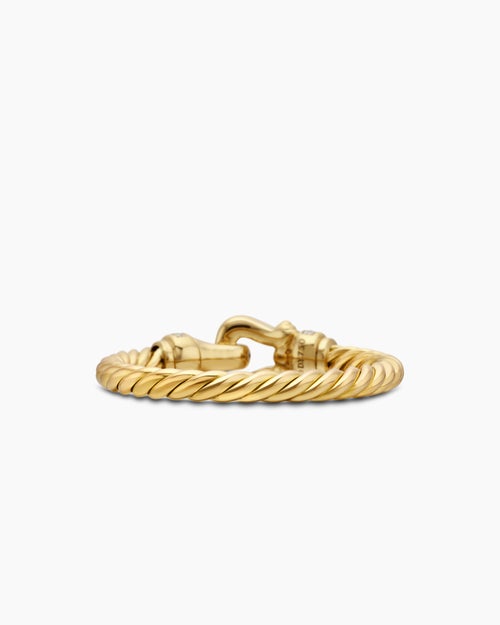 Womens Petite Buckle Ring in 18ct Yellow Gold with Diamonds, 2mm