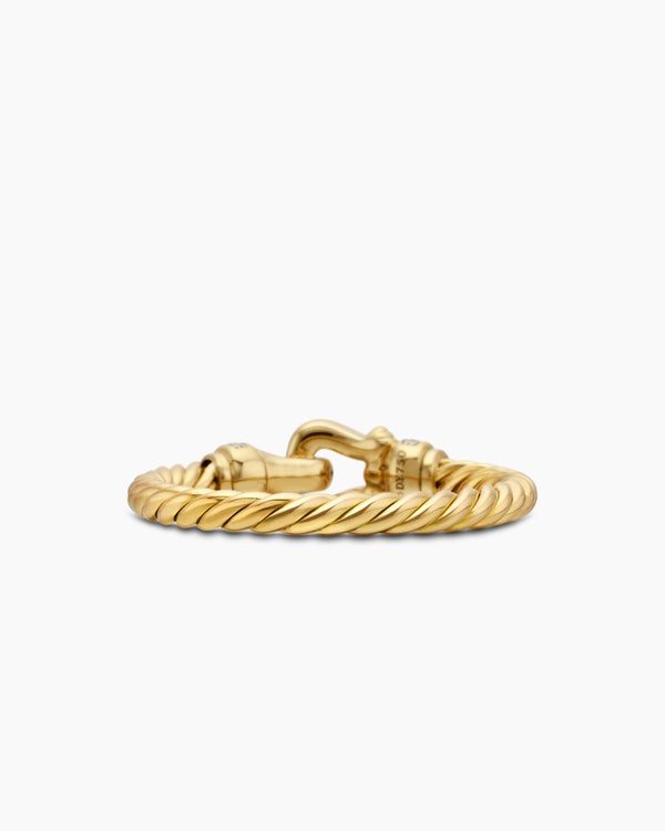 Petite Buckle Ring in 18K Yellow Gold with Diamonds, 2mm