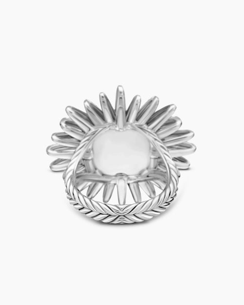 Womens Starburst Ring in Sterling Silver with Diamonds, 28mm