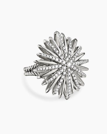 Starburst Ring in Sterling Silver with Diamonds, 28mm