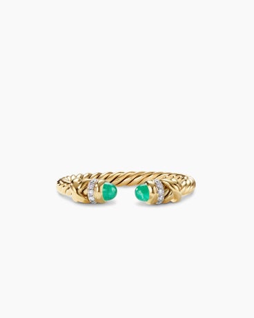 Petite Helena Ring in 18K Yellow Gold with Emeralds and Diamonds, 2.5mm