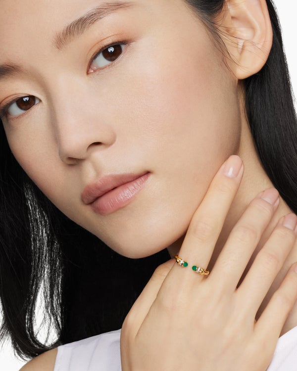 Petite Helena Ring in 18K Yellow Gold with Diamonds, 2.5mm