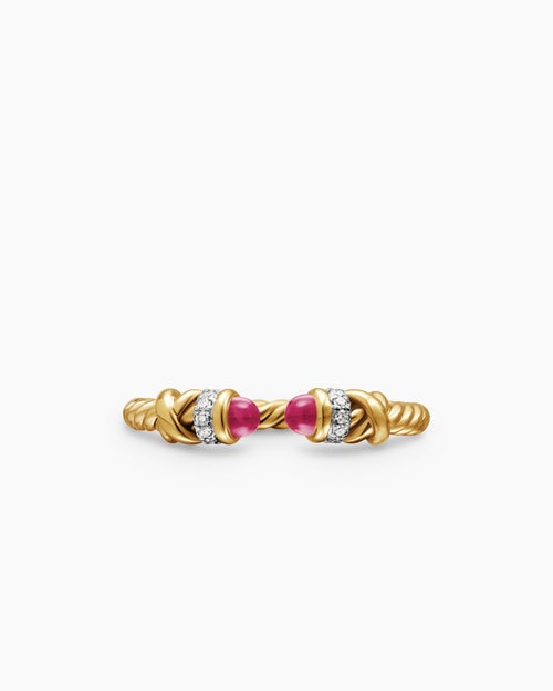 Womens Petite Helena Ring in 18K Yellow Gold with Rubies and Diamonds, 2.5mm