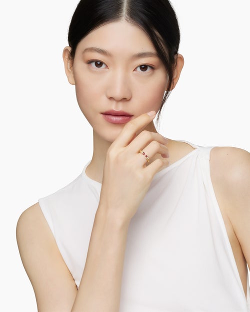 Womens Petite Helena Ring in 18K Yellow Gold with Rubies and Diamonds, 2.5mm