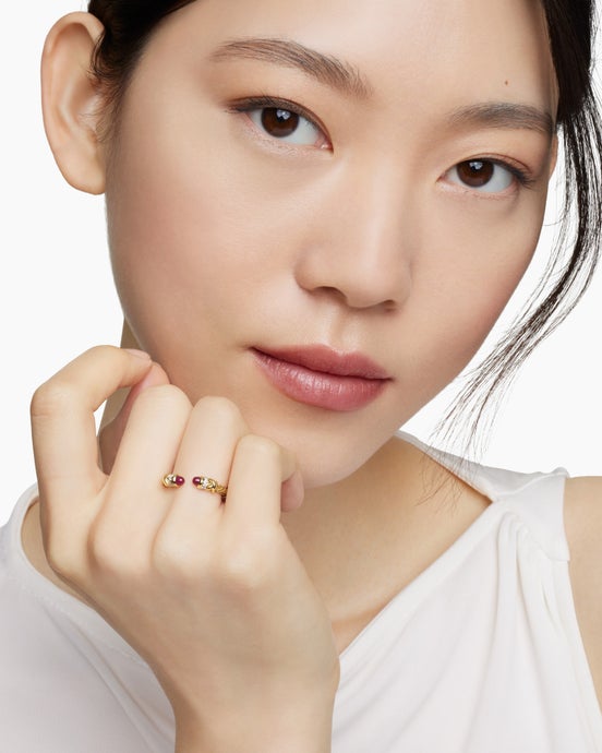 Petite Helena Ring in 18K Yellow Gold with Rubies and Diamonds, 2.5mm