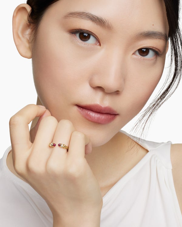 Bague Helena de petite taille en or jaune 18 carats avec diamants, 2,5 mm