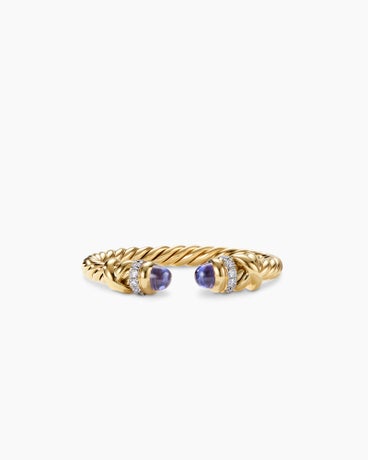 Petite Helena Ring in 18K Yellow Gold with Tanzanite and Diamonds, 2.5mm