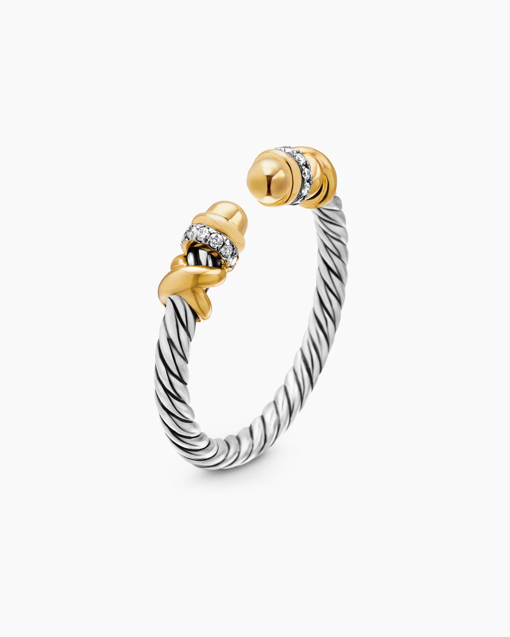 Womens Petite Helena Ring in Sterling Silver with 18K Yellow Gold and Diamonds, 2.5mm