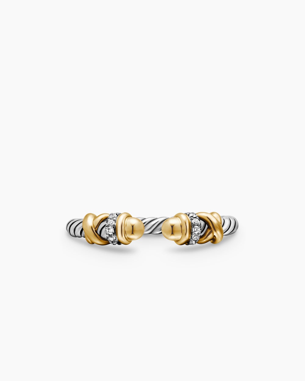 Womens Petite Helena Ring in Sterling Silver with 18K Yellow Gold and Diamonds, 2.5mm