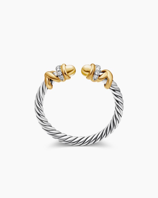 Bague Helena de petite taille en argent sterling avec or jaune 18 carats et diamants, 2,5 mm